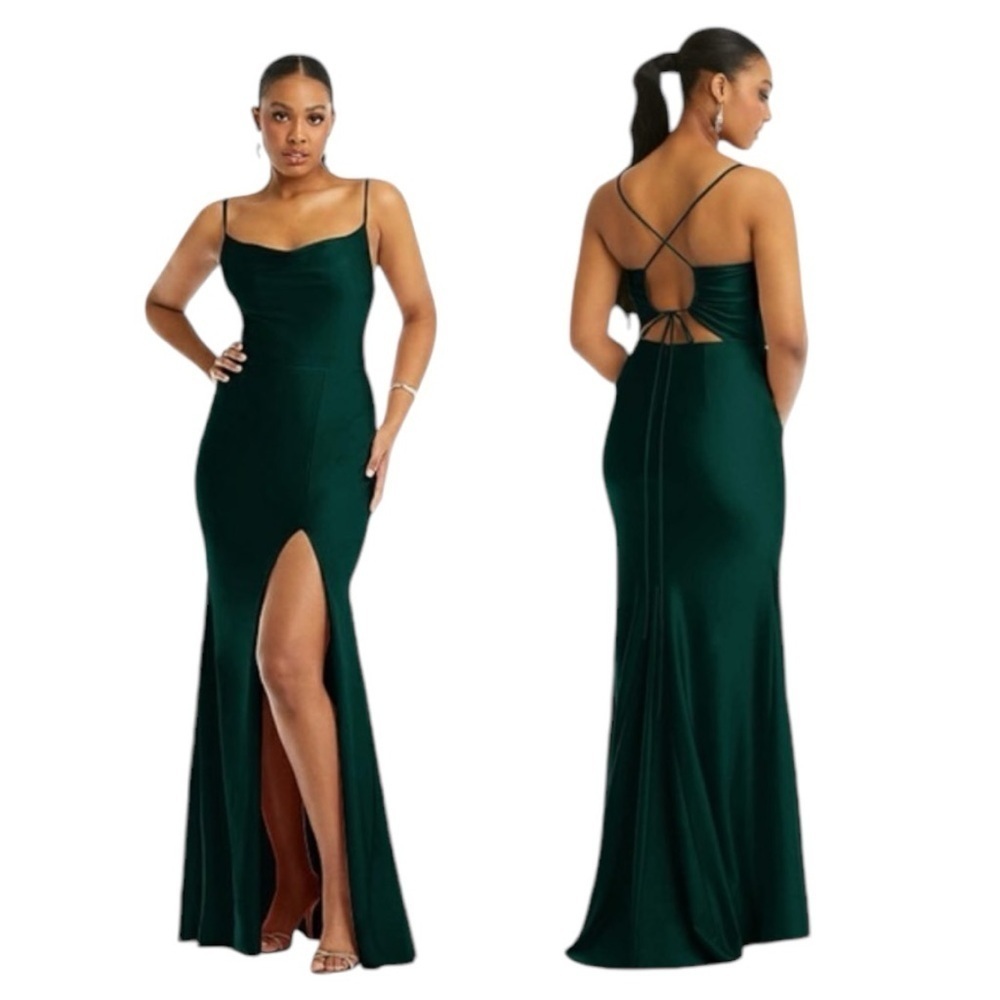 Cynthia & Sahar Evergreen Cs105 Full Length Luxe Stretch Satin Evening Gown Xs